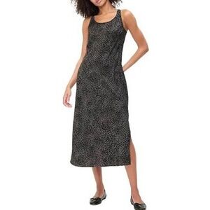 Gap Black Leopard Printed Sleeveless Midi Slip Dress Size S Contemporary Chic